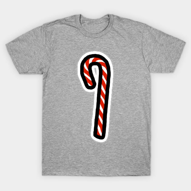 A Candy Cane for Christmas Minimal Art T-Shirt by ellenhenryart